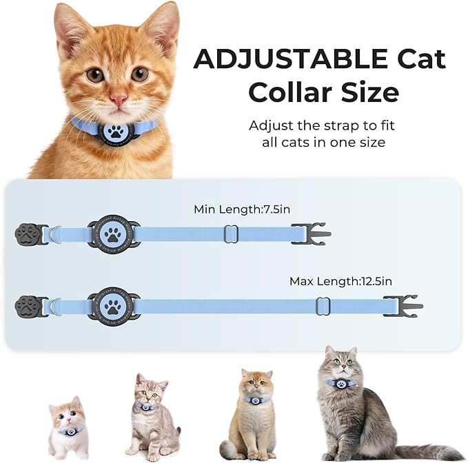 GPS Cat Tracker Collar(iOS & Android), Bluetooth Mini GPS Dog Tracker, Smart Pet Activity Tracker, No Monthly Fee, Work with Apple Find My & Google Find Hub, Finder Tag for Pets,Items M5 2P Blue