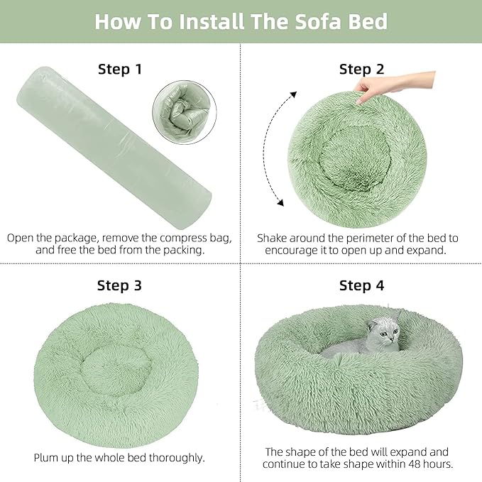 Nisrada Dog Bed for Small Medium Large Dogs Cats, 20 inch Calming Washable-Round Cozy Soft Pet Bed for Puppy and Kitten with Slip-Resistant Bottom
