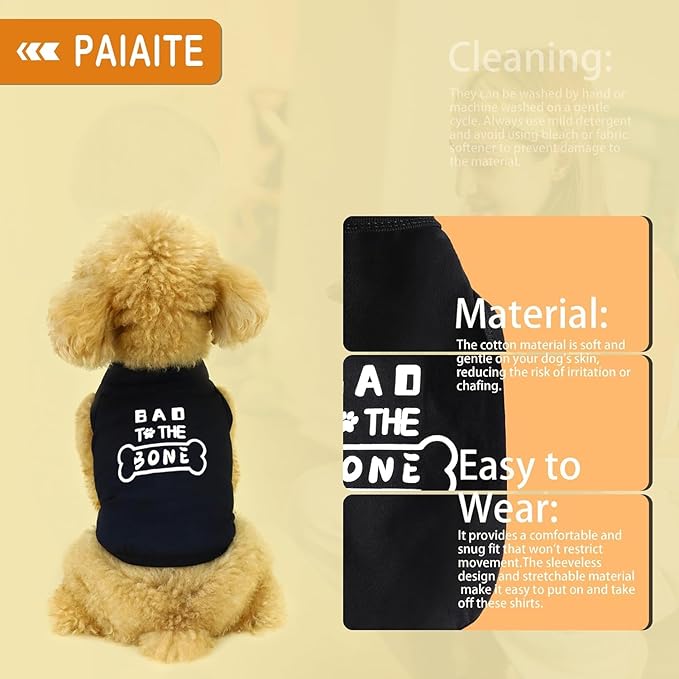 Discover Cozy Cotton Canine Wear: Soft, Lightweight, and Breathable Dog Shirt Vest with Eye-Catching Graphics(Bad to The Bone), Keeping Your Furry Friend Warm and Comfy! Grey XXS