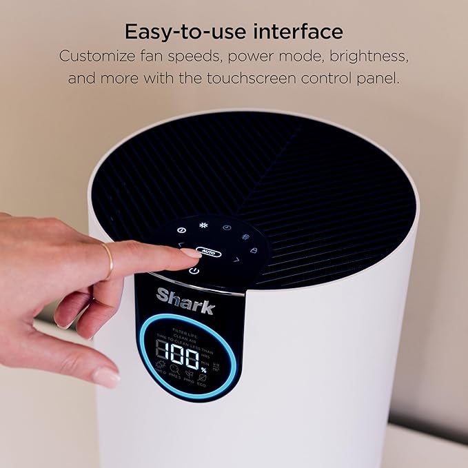 Shark Air Purifiers for Bedroom, Office, Dorm, Small Room, HEPA Air Filter, Odor Eliminator, Covers Up To 500 SQ FT, Air Filtration Removes Smoke, Dust, Allergens, Pet Dander, and Pollutants, HP102