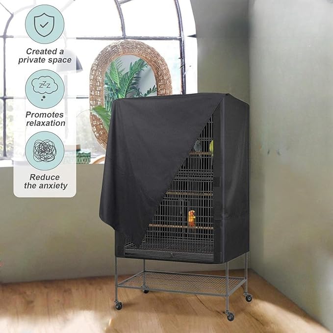 Bird Cage Cover Black Out, Protects Pets Privacy, Comfortable, Breathable, Waterproof and Dustproof, Parrot Cage Night Cover, Good Night Parrot Birdcages Protector Covers for Parakeet Cockatiel