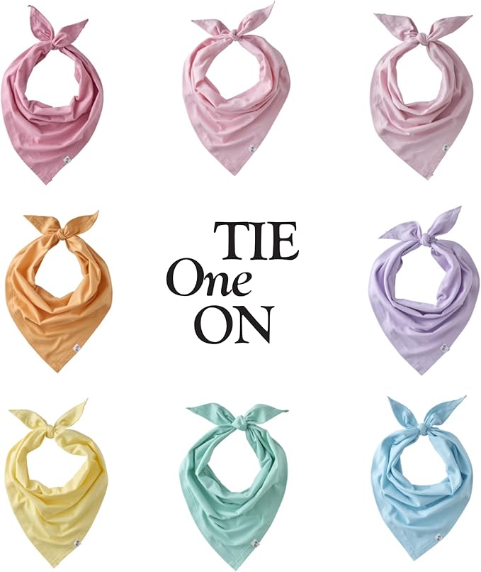 Bandit - The PET Bandana, 8 Pack 100% Organic Cotton Pet Bandanas Clothes for Small, Medium, Large Dogs, Rainbow Pink, X-Small/Small