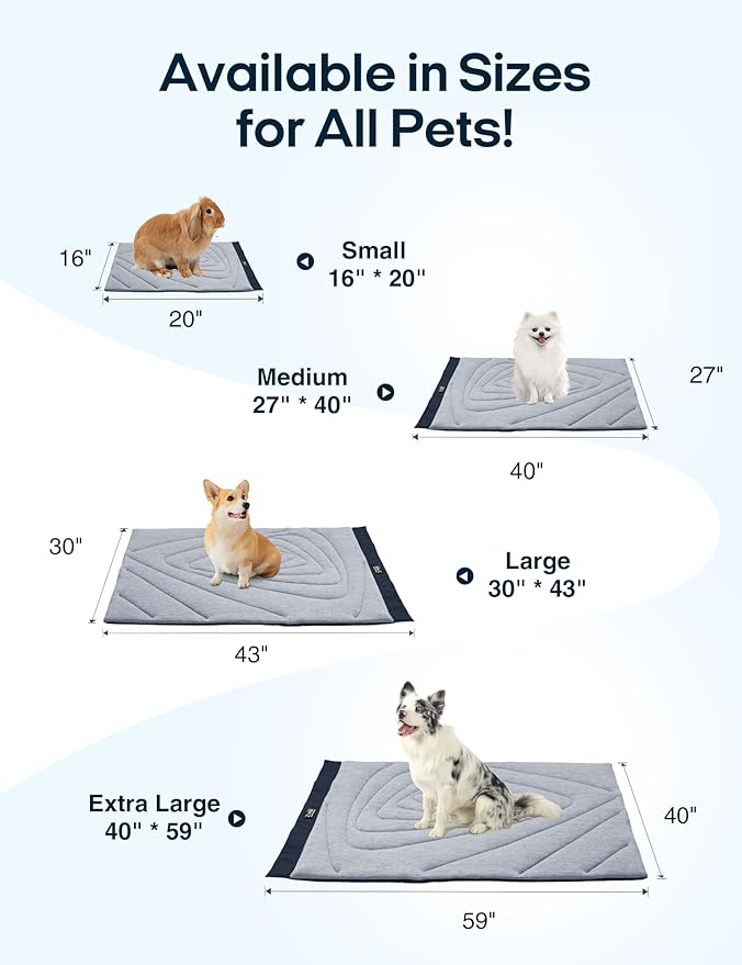 ZonLi Dog Cooling Mat, 43" x 30" Large, Waterproof Cooling Pad for Dogs & Cats, Portable & Durable Pet Mat for Crate, Trunk, Camping, Outdoors, Machine Washable, Tidal Blue