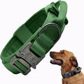 Tactical Dog Collar, Adjustable Military Training Nylon Dog Collar with Control Handle and Heavy Quick-Release Metal Buckle for Small Medium Large Dogs, Emerald Green M