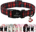 Christmas Dog Collar for Large Dogs - Vintage Red Green Tartan Christmas Collars for Dogs, Soft Adjustable Winter Holiday Dog Collars with Quick Release Buckle L