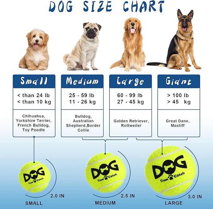 Tennis Balls for Dogs - 12 Pack 2.5'' Durable Non-Toxic Outdoor Dog Toys Balls with Mesh Bag, SGS Certified, Colorful Fetch Toys, Medium Large Breeds (Non Squeaky)