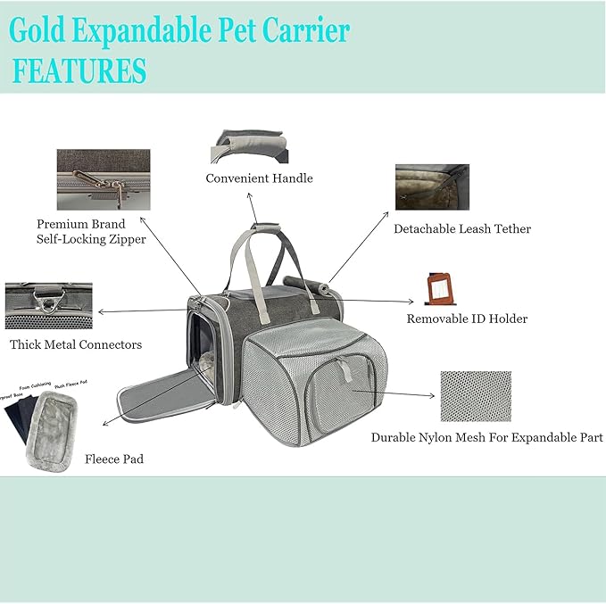 Mr. Peanut's Gold Series Big Apple XL Expandable Pet Carrier V3.0 (Deja Blue)