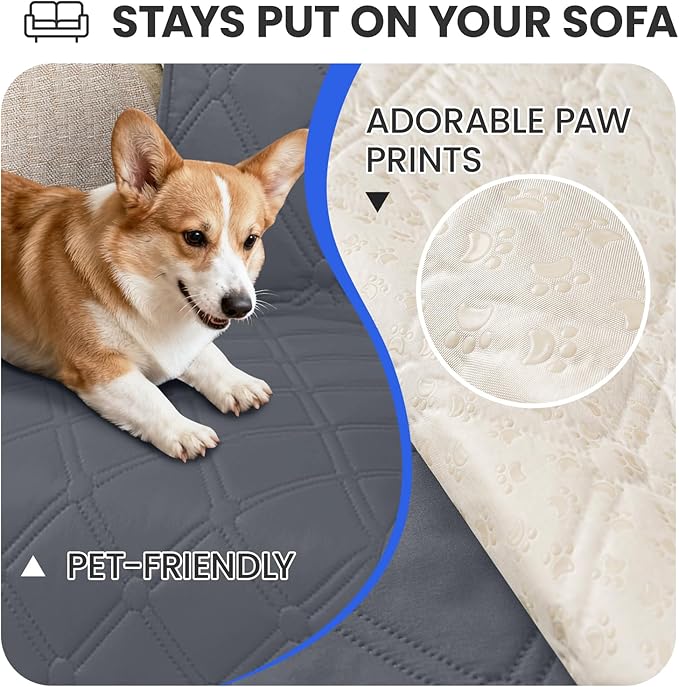 Waterproof Dog Blanket, Non-Slip Soft Pet Bed Cover, Couch Cover for Dogs Washable, Protects Sofa, Furniture, Crate, Car, Tear Resistant Leakproof Pet Blanket (40x50 Inch, Dark Grey)