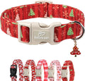 Christmas Dog Collar - Cute Red Christmas Tree Festive Puppy Collar with Safety Buckle, Soft Adjustable Holiday Dog Collars for Small Medium Large Dogs S