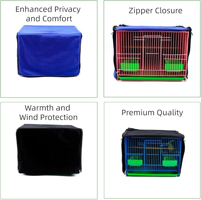 MANON ROSA Bird Cage Cover Birdcage Curtain - Enhanced Privacy Safety Comfort for Parrots Cockatiels Lovebirds Budgerigar Finch Canary Parakeet (XL(19.7" L x 13.8" W x 13" H),Black)