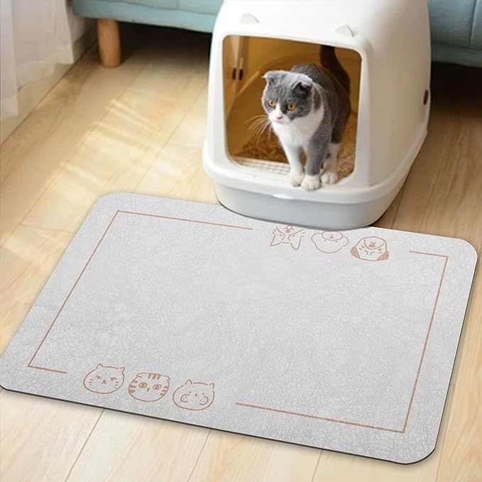 YCT Cat Pet Food Mat - Non-Slip Bottom Absorbent Quick Dry Feeding Mat for Dogs and Cats - Pet Supplies, 11.8"x18.1" Beige
