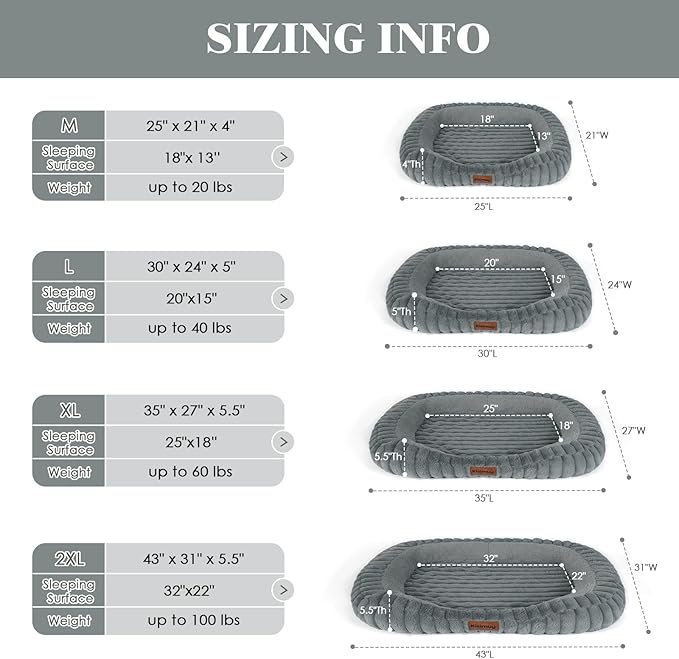 Orthopedic Dog Bed for Large Dogs, Comfort-Sided Calming Pet Bed with Breathable Memory Foam, Plush Faux Rabbit Fur & Non-Slip Bottom, Machine Washable with Carry Handle, 35"x27"x5.5", Grey