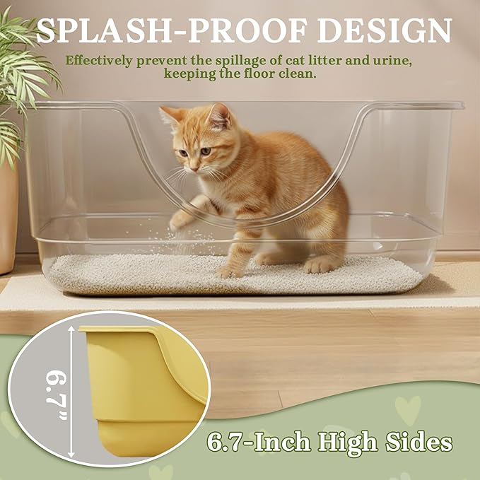 2 Pack Low Entry Small Litter Box for Kittens, Kitty Plastic Litter Boxes, Open Top, Anti-Splash High Sided Litter Tray Pan for Medium Pets, Puppy, Easy to Clean, 15.7"L*11.8"W*6.7"H (Beige)