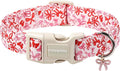DOGWONG Cute Dog Collar, Pink Bow Pattern Dog Collar, Girl Female Dog Collars with Strong Plastic Buckle for Small Dogs,M