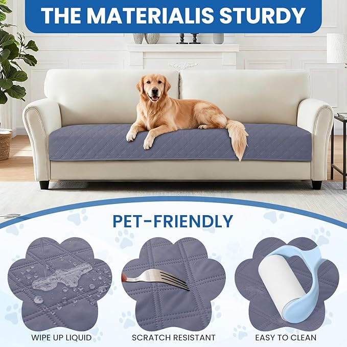 Waterproof Dog Bed Cover Pet Blanket, Soft Couch Cover for Dogs Washable, Non-Slip Dog Blanket Protect Furniture Couch Sofa Car for Puppy Large Dogs Cat (52x82 Inch, Grey Blue)