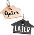 Ultra Joys Dog Tags Personalized for Pets - Hollow Paw Custom Pet ID Tag - Engraved Dog Tag for Small, Large Dogs - Small House in Rose