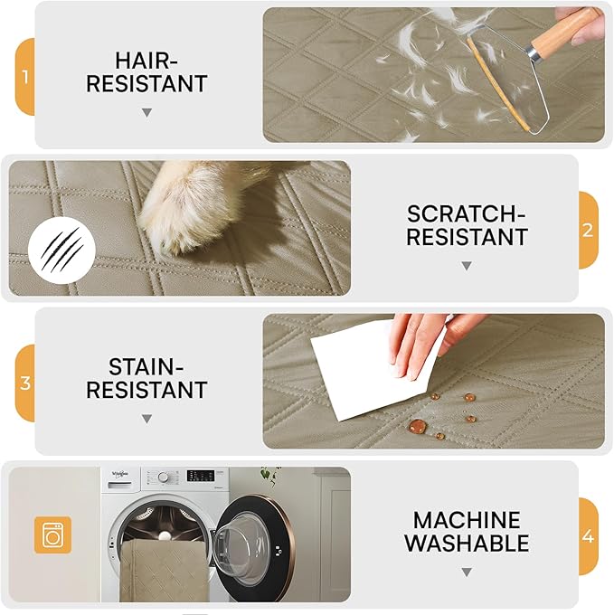Luciphia 100% Waterproof Couch Cover Blanket for Dogs Anti-Slip Pet Couch Protector Sofa Mat Puppy Cat Blanket with Non-Slip Bottom, Taupe White, 52x82 Inch