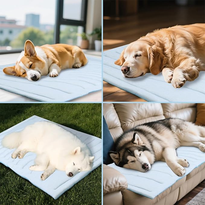 BECEMURU Dog Cooling Mat in Summer & Plush Warm Blanket in Winter, 2-Sided Reversible Dog Pad, 36"x23" Thickened Pet Bed for Crate, Kennel, Sofa - Machine Washable, Non-Gel, Durable