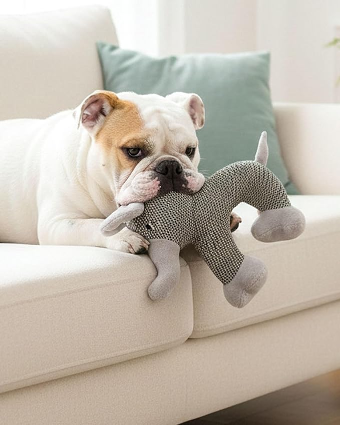 Linen Safari Companions - Linen Dog Toy, Chew-Resistant Natural Linens Squeaky Safari Animal for Small to Medium Dogs, Helps Reduce Destructive Chewing for Indoor Play and Boredom Relief (Elephant)