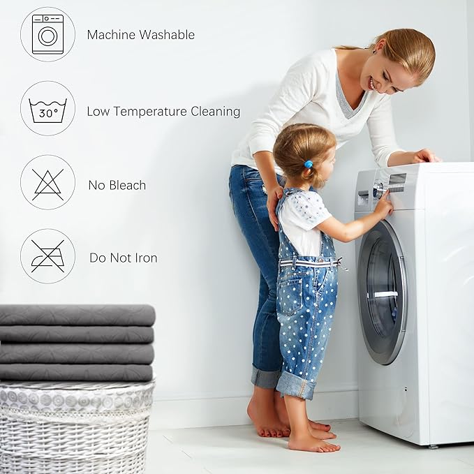 Waterproof Dog Blanket, 68x82 inches Pet Couch Covers for Sofa, Bed Furniture Protector from Dogs Washable and Reversible-Lightgrey+Cream