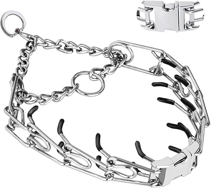 Prong Collar for Dogs, Adjustable Size Dog Training Collar Dog Pinch Collar with Quick Release Buckle for Small Medium Large Dogs(Packed with Two Extra Links)