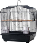 Travel Bird Cage 20.5x18.1x14.2 Inch, Portable Bird Carrier with Handle & 2 Perches for Small Birds, Parrots, Cockatiels, Budgies, Conures, Lovebirds, Canaries, Finches - White Metal Wire Cage