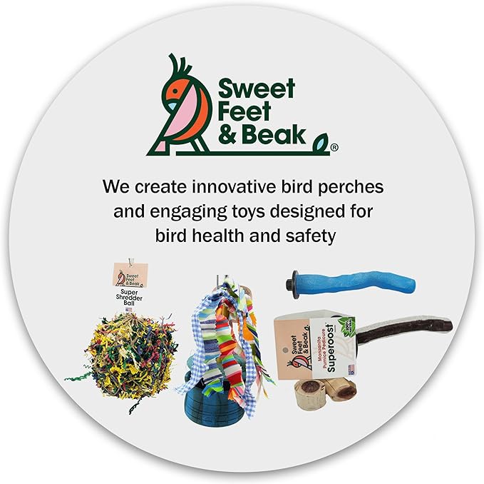 Sweet Feet & Beak Safety Pumice Bird Perch, X-Small 1/2" X 6", Blue - Lightweight Grinding Bird Perches for Cage - Bird Nail Trimming Perch for Healthy Beak & Feet - Multi-Size & Color Parrot Stand