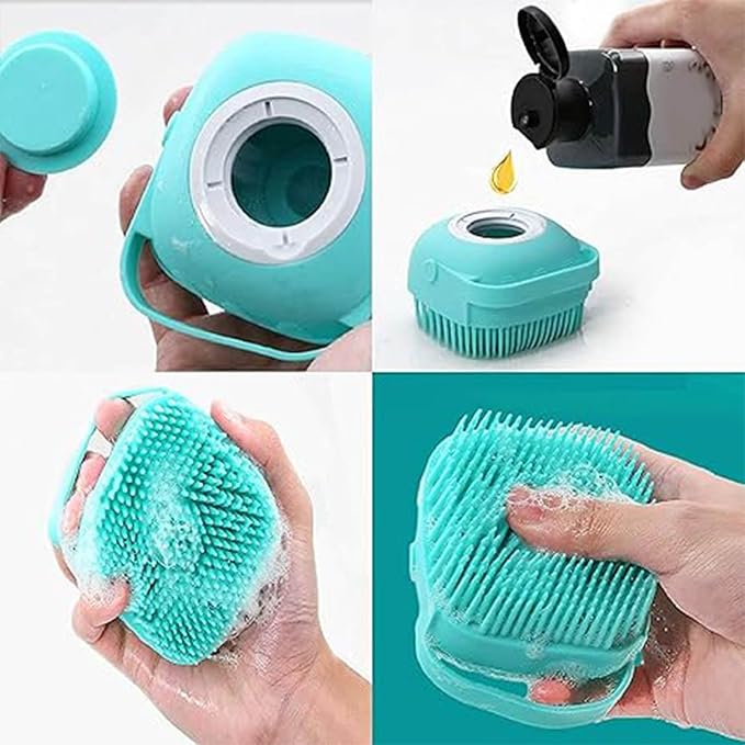 Pets Bath Brush | Scrubber for Bath | Dog Shampoo Brush | Dog Washing/Shower Brush, Suitable for Short/Long Haired Dogs, Dog Brush for Shedding, Bathing, Massaging & Grooming (blue) (blue)