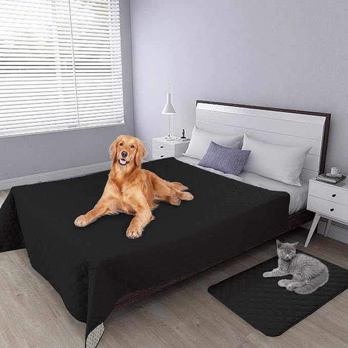 Easy-Going 100% Waterproof Dog Bed Cover, Non-Slip Pet Blanket for Furniture, Washable Couch Cover, Repleasement Sofa Cover (96X82 in,Black)