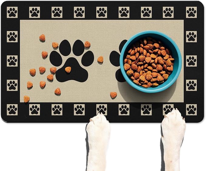 Absorbent Pet Dog Bowl Mat for Food and Water, Pet Cat Food Feeding Mat with Non Slip Rubber Backing, Dog Food Mats for Floors Waterproof, 16"x24"