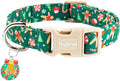 Faygarsle Christmas Dog Collar, Green Gingerbread Pattern, Plastic Buckle with Metal D-Ring, Holiday Pet Accessory, for Small Medium Large Dogs S