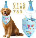 Dog Birthday Party Supplies with Hat Bandana Numbers, Light Blue Dog Birthday Set for XLarge Large Pets Puppy Boy