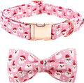 Dog Collar, Christmas Pink Santa Claus Cotton Pet Collar Bow Holiday Girl Boy Cute Puppy Collar Adjustable Pet Collar for Large Dogs