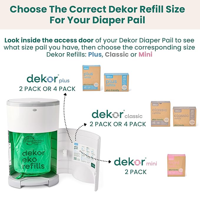 Diaper Dekor Plus Hands-Free Diaper Pail | Largest & Easiest to Use | Just Step–Drop–Done | Doesn’t Absorb Odors | Quick Bag Change | Great for Cloth Diapers | 70% Recycled Materials | EKO Gray