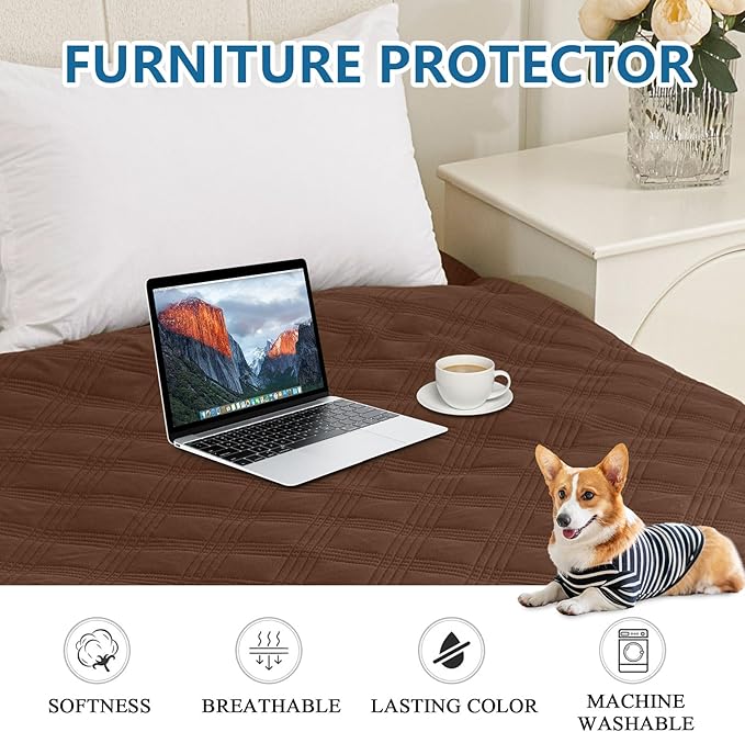 hyha Waterproof Dog Blanket, Reversible Pet Bed Blanket, Soft Sofa Couch Cover for Dogs Washable, Waterproof Pet Couch Covers for Sofa Puppy Cats Furniture Protector(40"x80", Brown/Chocolate)