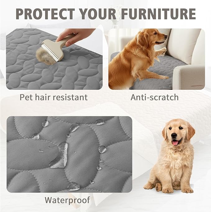 Ameritex Waterproof Pet Bed Cover Anti-Slip Dog Bed Blanket for Sofa and Furniture Waterproof New Pattern Design (Lightgrey, 30x90 Inch (Pack of 1))