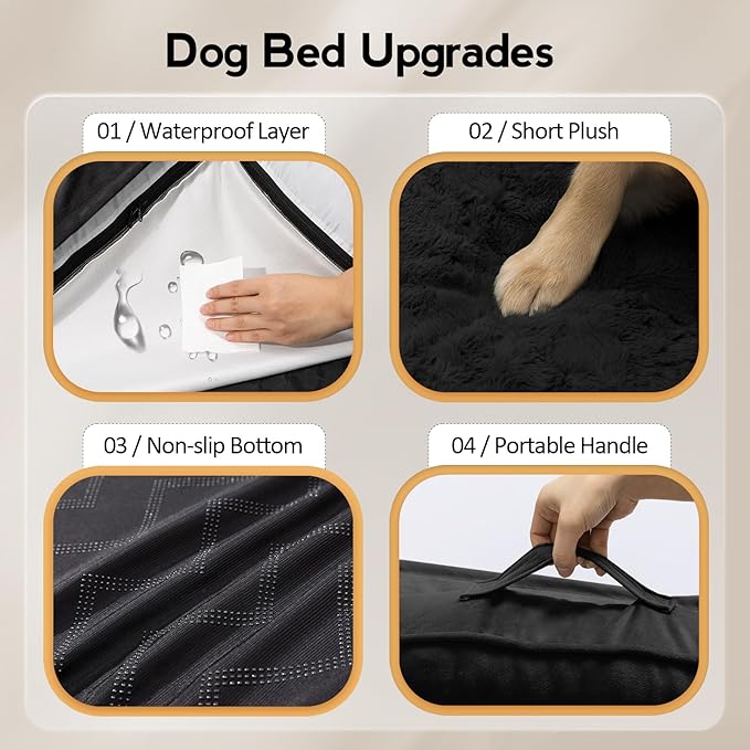 Large Orthopedic Dog Bed with Sides XXXL Dog Beds with Removable Washable Cover Non-Slip Waterproof Pet Bed for Extra Large Dogs - Black XXXL