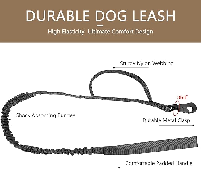 DAGANXI Tactical Dog Collar Leash Set, Adjustable Military Training Nylon Dog Collar with Controll Handle and Heavy Metal Buckle for Medium and Large Dogs，with Patches and Airtags Case (XL, Black-SET)