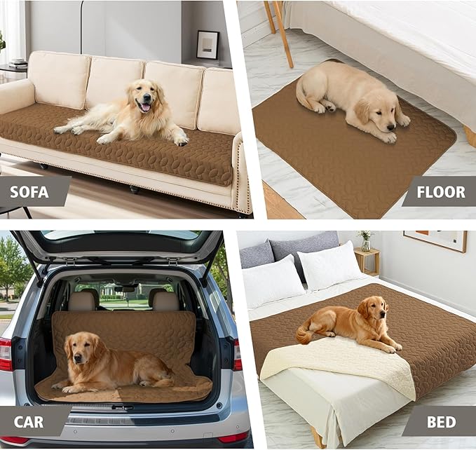 Ameritex Waterproof Pet Bed Cover Anti-Slip Dog Bed Blanket for Sofa and Furniture Waterproof New Pattern Design (Camel, 30x80 Inch (Pack of 1))