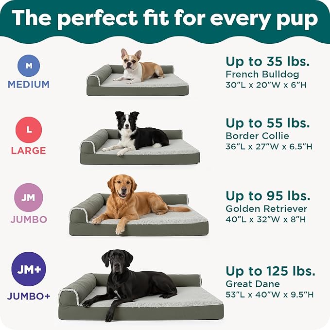 FurHaven Orthopedic Dog Bed for Large Dogs, L-Shaped Chaise Mattress with Orthopedic Egg Crate & Solid Orthopedic Foam Base for Joint Support, Washable Cover, Jumbo XL, Plush & Velvet, Platinum Gray
