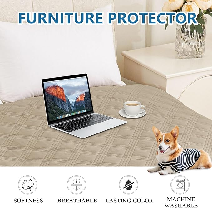 hyha Waterproof Dog Blanket, Reversible Pet Bed Blanket, Soft Sofa Couch Cover for Dogs Washable, Waterproof Pet Couch Covers for Sofa Puppy Cats Furniture Protector(40"x80", Taupe/Taupe)