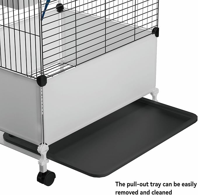 Medium Flight Bird Cage, Black Parakeet Cages with Rolling Stand & Wheels, Wide Birdcage for Parrots Cockatiels Conure Budgie Canary Finch Lovebird