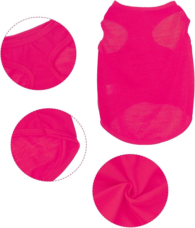 4 Pcs Cat Shirts Solid Color Dog Clothes Summer Sleeveless Pet T Shirts for Small Pet Dogs Cat (Black,Pink,Grey,Rose red, Large)
