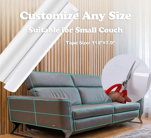 118"x8" Self-Adhesive Cat Scratch Protector Tape, Anti-Claw Couch Furniture Guard for Sofa Beds Doors Tables Walls, Clear Pet Scratch Deterrent