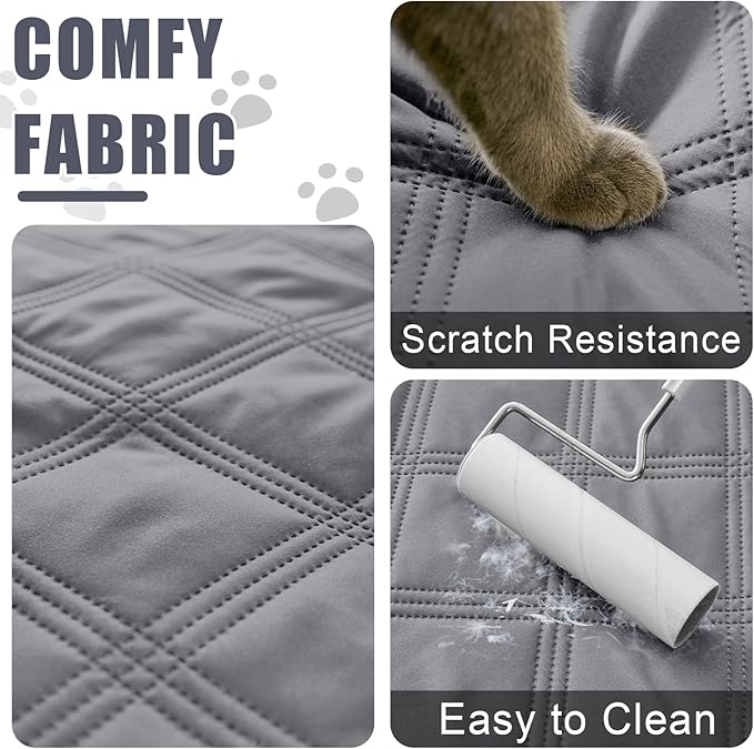 Smiry Waterproof Dog Bed Cover Blanket 52x82, Soft Reversible Pet Blanket, Washable Leakproof Cats Dogs Couch Cover for Sofa, Couch, Furniture, Grey/Grey