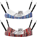 Jetec 2 Pack Cat Hammock for Cage, Catio Accessories Reversible Soft Cats Bed with Adjustable Straps and Hooks Double-Sided Linen and Fleece Hanging Hammock for Cats, Kitten(Ethnic Pattern,L)