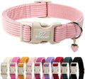 Cute Corduroy Dog Collar - Pink Adjustable Dog Collars for X-Large Dogs 80+lbs, Fade-Proof with Secure Snap & Little Charm, Christmas Birthday Gift, XL
