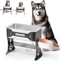 1.5 Gallon Elevated Large Dog Water Bowl, 2 Height Adjustable Stainless Steel Raised Dog Water Bowl Stand for Large Breed, Metal Pet Bowl Stand for Relief Joint Pressure, Easy Clean (Black)