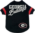 NCAA Georgia Bulldogs T-Shirt for Dogs & Cats, Large. Football/Basketball Dog Shirt for College NCAA Team Fans. New & Updated Fashionable Stripe Design, Durable & Cute Sports PET TEE Shirt Outfit