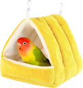 Bird Bed for Cage Winter Warm Bird Bed with Soft Plush Hanging Hammock & Hut Tent, Hideaway Sleeping Nest for Budgies, Parakeets, Cockatiels (Yellow, M)